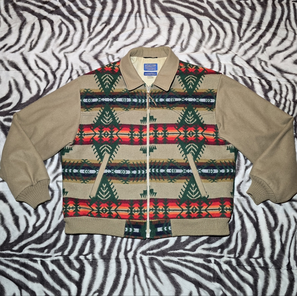 PENDLETON High Grade Western Wear Aztec insulated wool bomber jacket XL mens